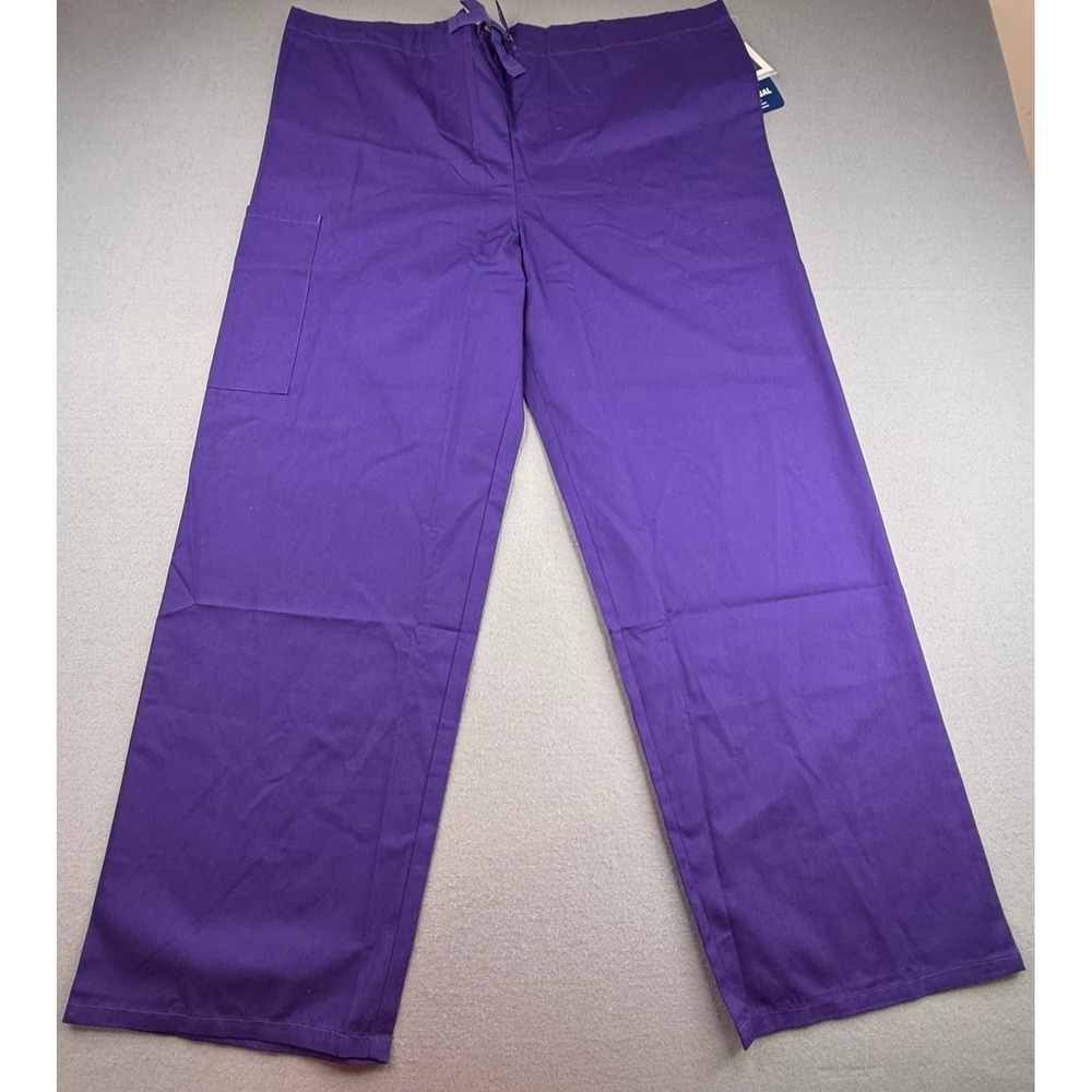 Adar Scrub Pants Unisex XL Purple Universal Drawstring‎ Cargo Medical Workwear